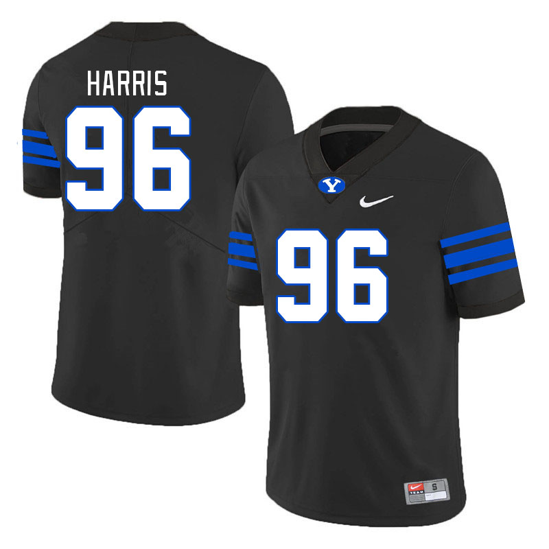 Men #96 Nic Harris BYU Cougars College Football Jerseys Stitched-Black - Click Image to Close